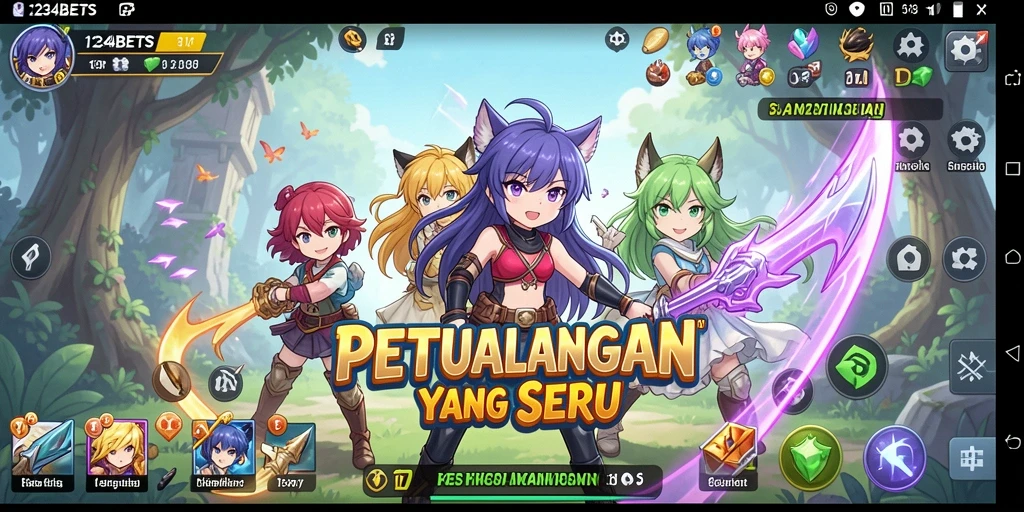 Screenshot gameplay 1234BETS menunjukkan aksi seru dan karakter anime yang menawan.