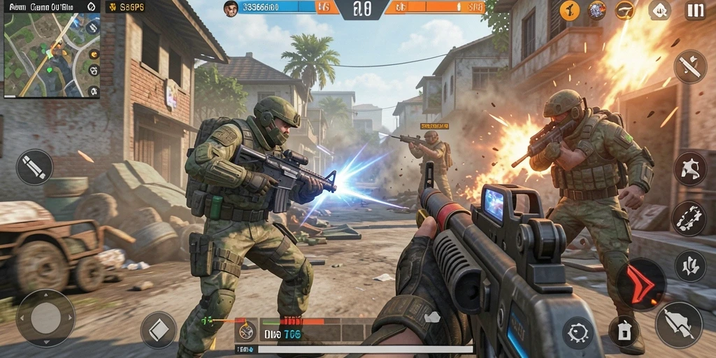 Tampilan seru gameplay 333666 yang penuh aksi TPS.