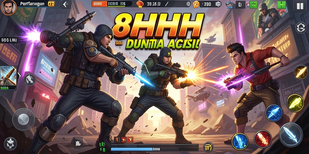 Gameplay seru 8HHH dengan pertarungan epik.