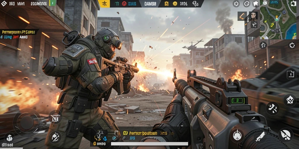 Tampilan gameplay intens dengan aksi tembak-menembak yang mendebarkan di DAM88.