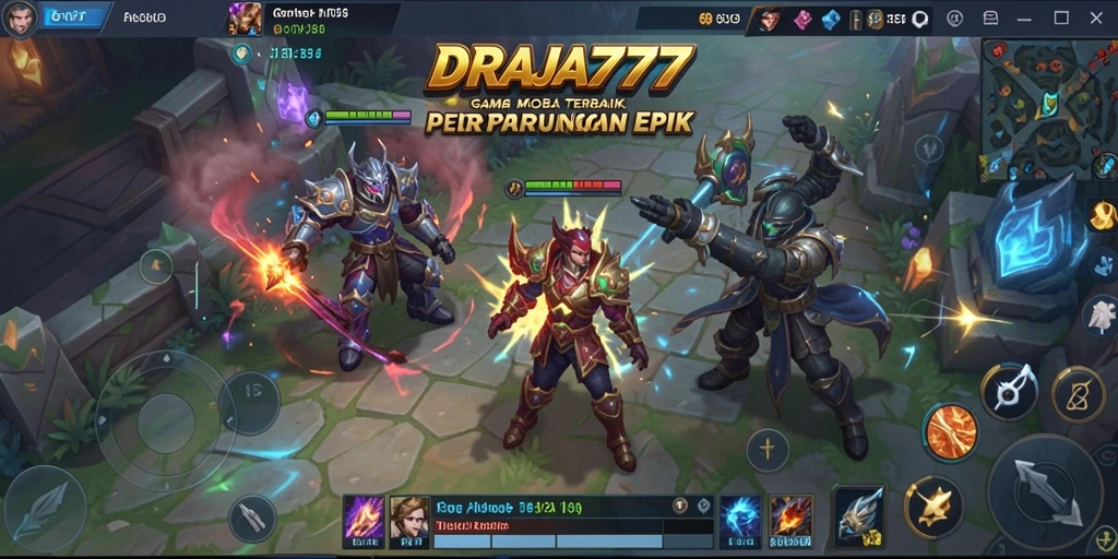 Tampilan gameplay DRAJA777 yang menegangkan dalam pertempuran MOBA.