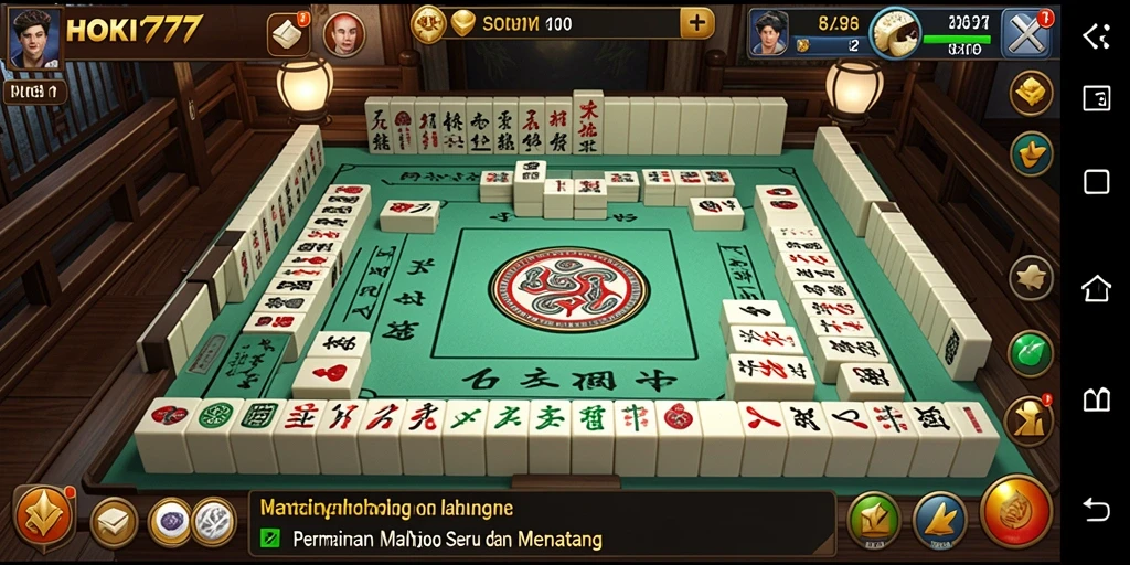 Menampilkan gameplay menarik HOKI777 di papan Mahjong.