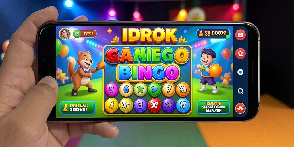 Tampilan gameplay IDROK yang menarik dengan kartu Bingo berwarna-warni.