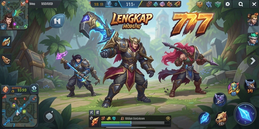 Gameplay LENGKAP777 dengan aksi seru di arena MOBA.