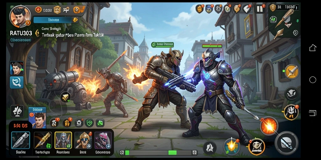 Screenshot gameplay RATU303 menampilkan pertempuran yang seru dan strategis.