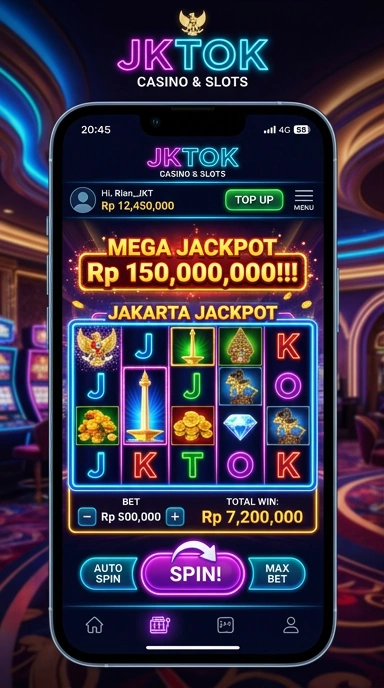 Tampilan beranda aplikasi jktok dengan berbagai pilihan menarik.